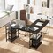 Costway 95'' Convertible L-shaped Corner Computer Desk 2-Person Long Desk Shelves Black